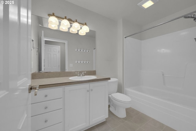 full bathroom with vanity, toilet, and shower / bathing tub combination