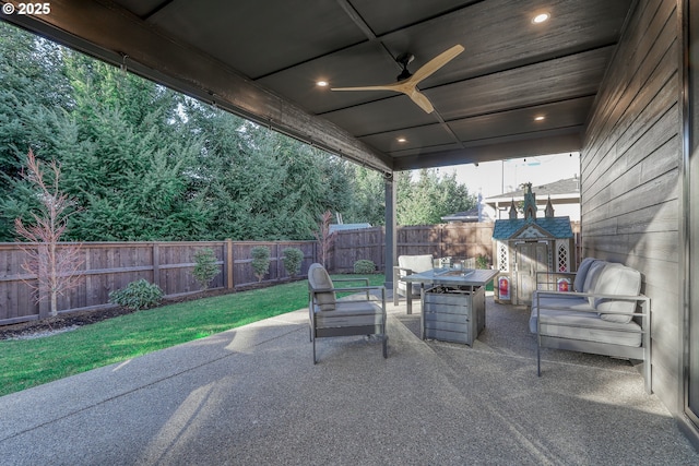 view of patio / terrace featuring outdoor lounge area and ceiling fan