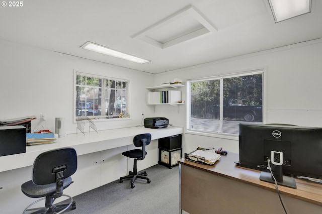 office area with built in desk