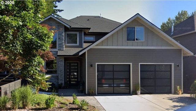 view of front of house with board and batten siding and driveway