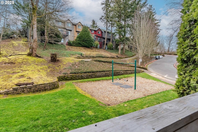 view of community featuring a yard and a residential view