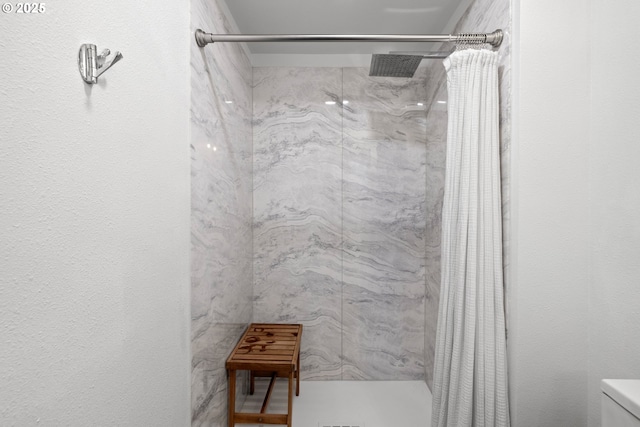 14370 SW Wilson Dr, Beaverton, OR 97008 - bathroom with a marble finish shower and toilet