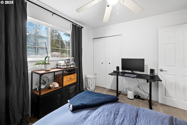 14370 SW Wilson Dr, Beaverton, OR 97008 - carpeted bedroom featuring a closet and ceiling fan