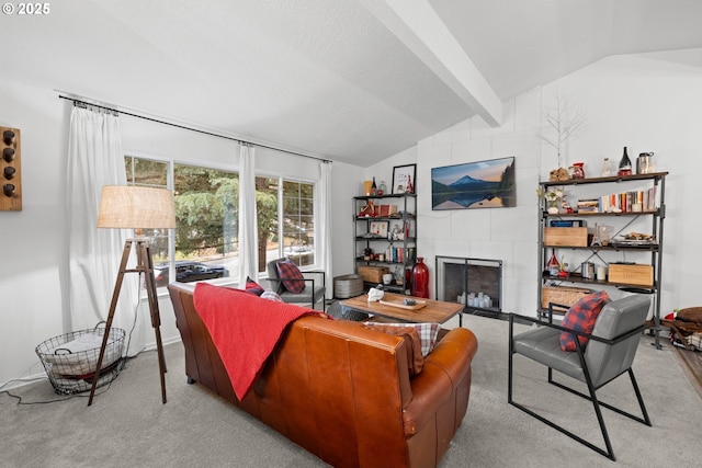 14370 SW Wilson Dr, Beaverton, OR 97008 - living area featuring a fireplace and carpet flooring