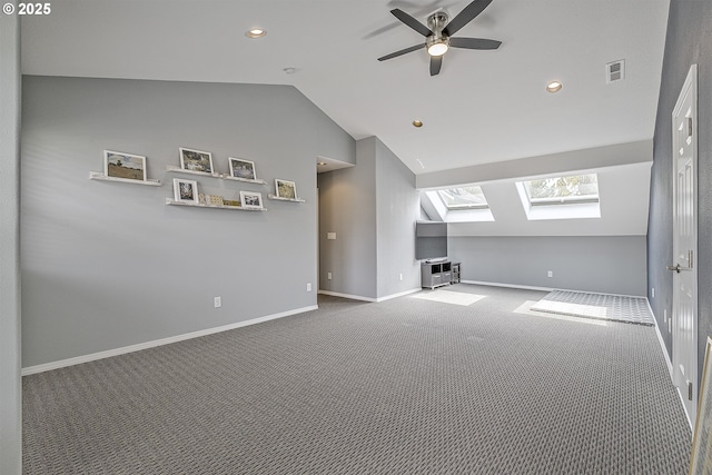 15178 NW Channa Dr, Portland, OR 97229 - additional living space with lofted ceiling, carpet, a skylight, ceiling fan, and baseboards