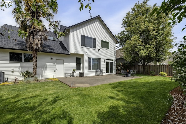 15178 NW Channa Dr, Portland, OR 97229 - rear view of house with central air condition unit, a shingled roof, and a patio area
