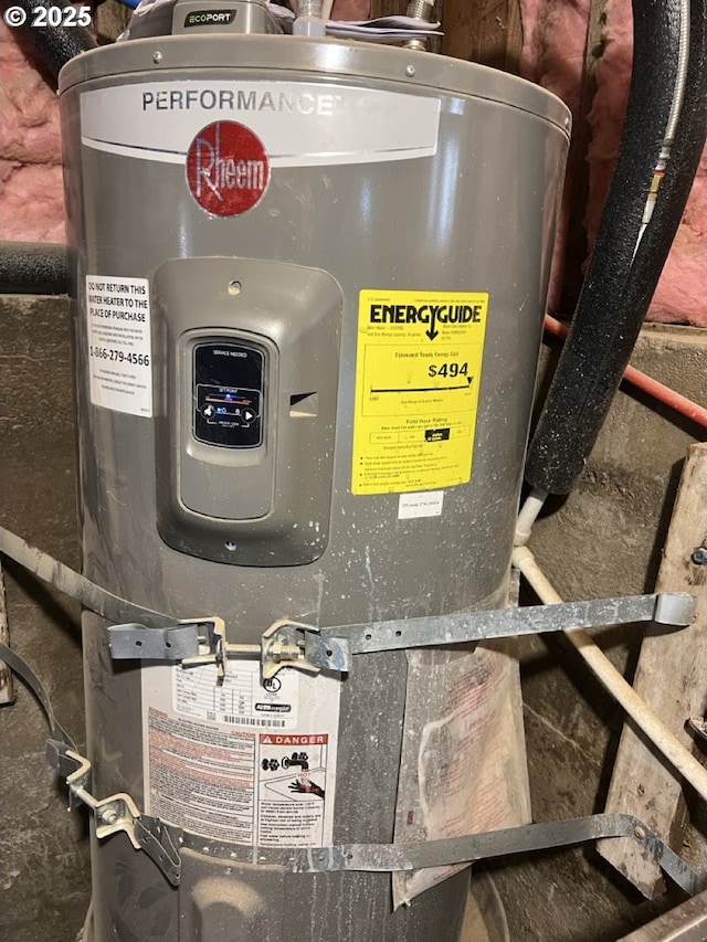 utility room with water heater