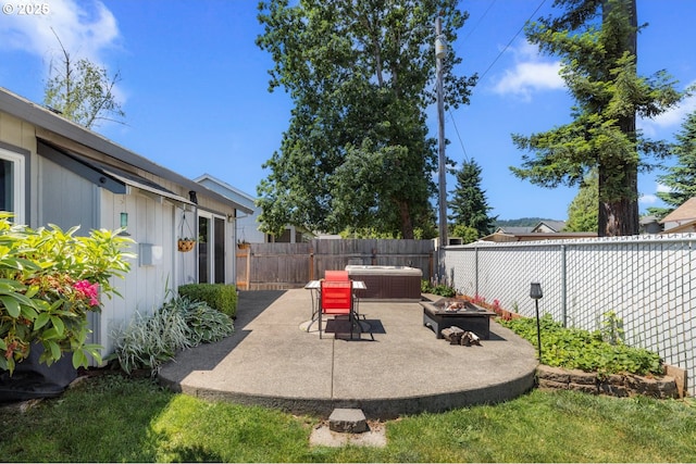 33447 SW Sequoia St, Scappoose, OR 97056 - fenced backyard featuring a fire pit and a patio