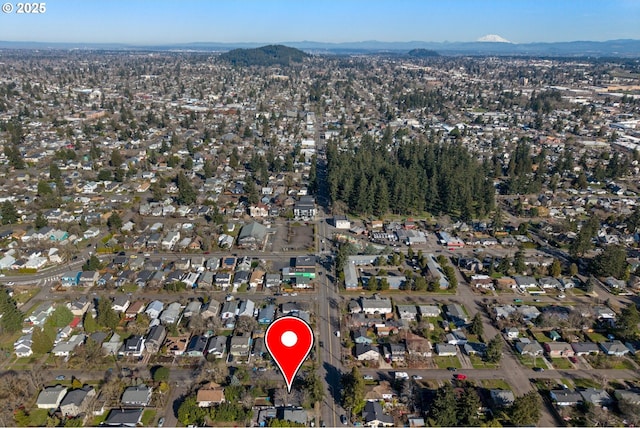 aerial view featuring a residential view and a mountain view