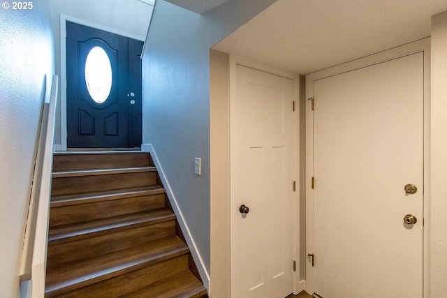 12190 SW Merestone Ct, Tigard, OR 97223 - staircase with baseboards and wood finished floors