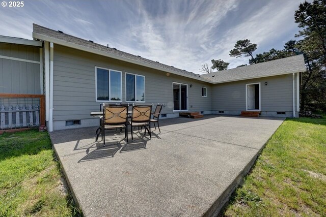 89650 Sea Breeze Dr, Warrenton, OR 97146 - rear view of house with crawl space, a patio area, and entry steps