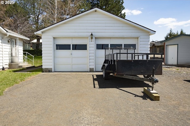 view of detached garage