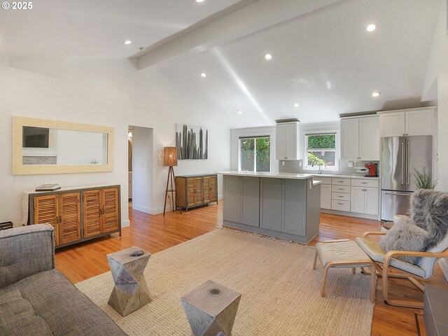 1720 Kilkenny Dr, Lake Oswego, OR 97034 - living room with light wood-style flooring and recessed lighting