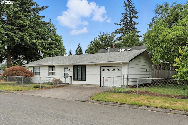 12130 SE Reedway St, Portland, OR 97266 - ranch-style home with an attached garage, concrete driveway, and a shingled roof