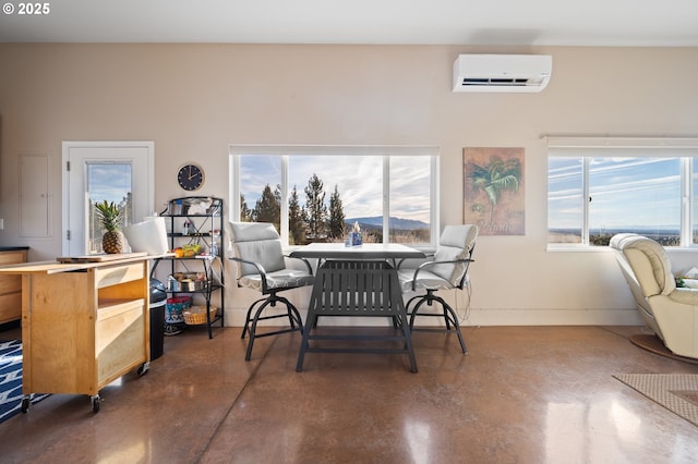 dining room with a wall mounted air conditioner