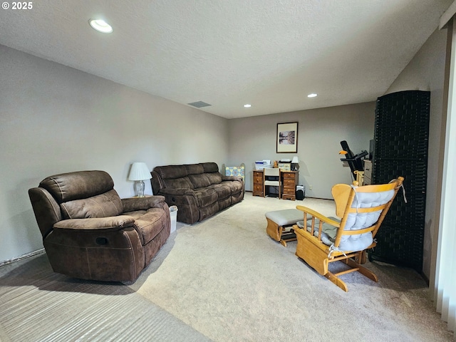 288 N Dorcas Dr, Keizer, OR 97303 - carpeted living room with recessed lighting and a textured ceiling