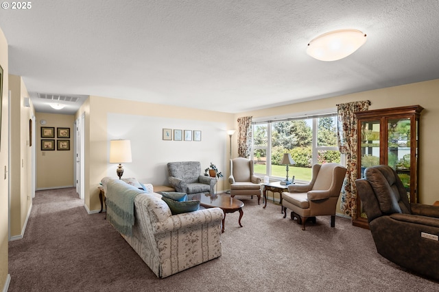 7735 Harpole St, Salem, OR 97317 - carpeted living room featuring a textured ceiling and visible vents