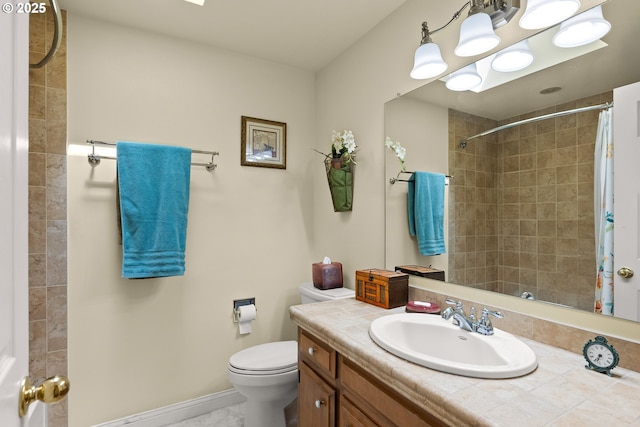 7735 Harpole St, Salem, OR 97317 - bathroom featuring vanity, baseboards, toilet, and tiled shower