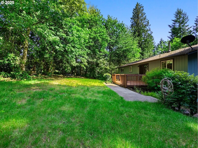 17222 SE Tickle Creek Rd, Boring, OR 97009 - view of green lawn with a deck