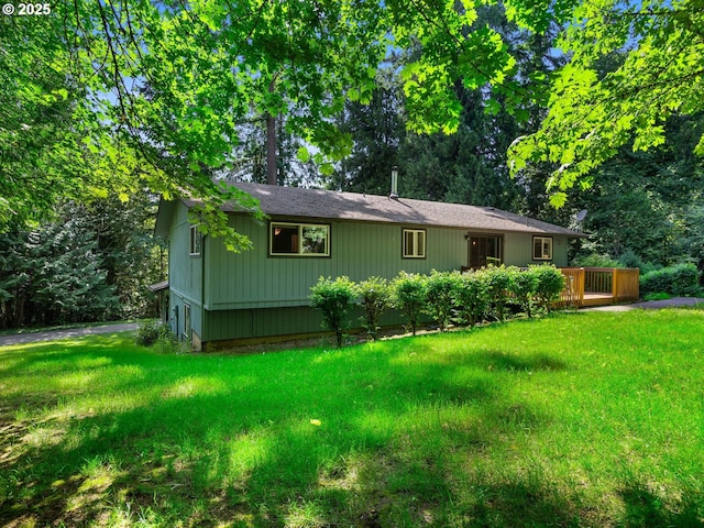 17222 SE Tickle Creek Rd, Boring, OR 97009 - view of front of house with a front lawn, a deck, and a shingled roof