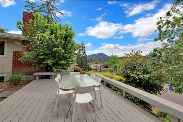 3765 Potter St, Eugene, OR 97405 - wooden terrace with a mountain view and outdoor dining space