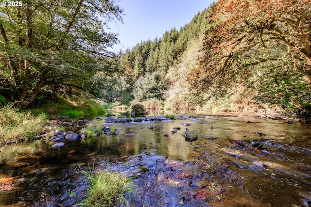 9602 Harlan Rd, Eddyville, OR 97343 - property view of water featuring a wooded view