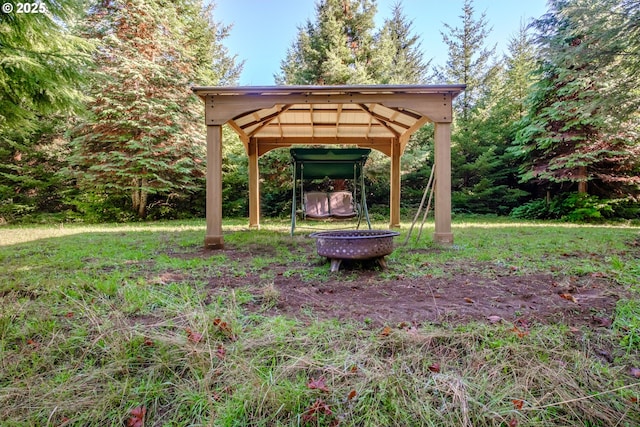 9602 Harlan Rd, Eddyville, OR 97343 - view of yard featuring a gazebo and an outdoor fire pit