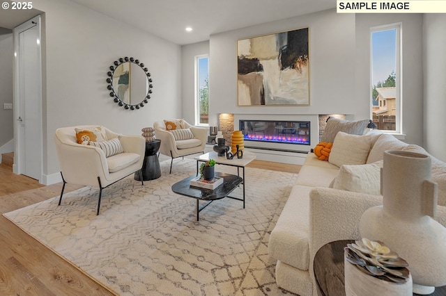 living room with light hardwood / wood-style floors