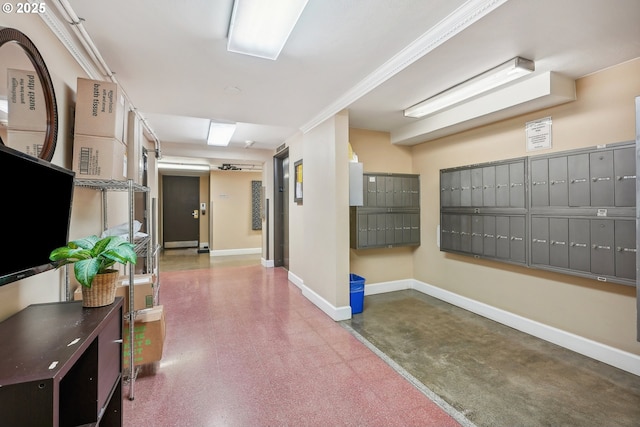 1205 SW Cardinell Dr Unit 604, Portland, OR 97201 - corridor featuring baseboards and mail area
