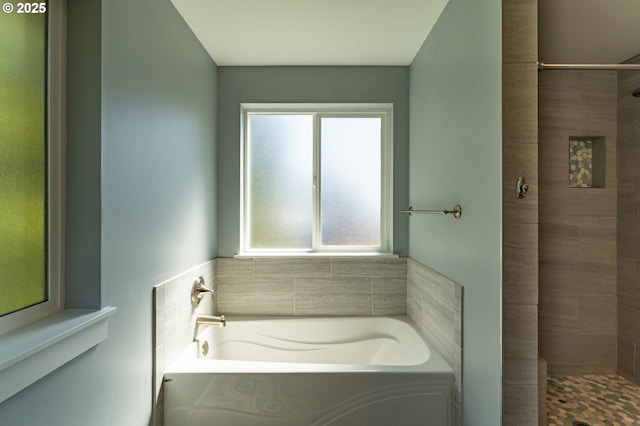 510 SE 130th Dr, Newport, OR 97366 - bathroom featuring a garden tub and a tile shower