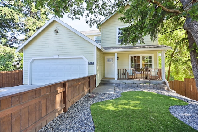 315 W 13th St, The Dalles, OR 97058 - view of front of property with covered porch, an attached garage, and a shingled roof