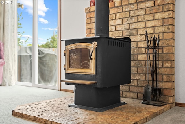 4775 Sienna Dr NE, Salem, OR 97301 - detailed view of a wood stove and carpet
