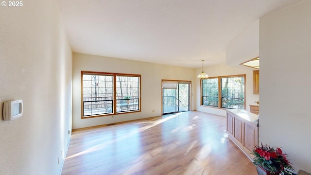 unfurnished living room featuring light hardwood / wood-style flooring