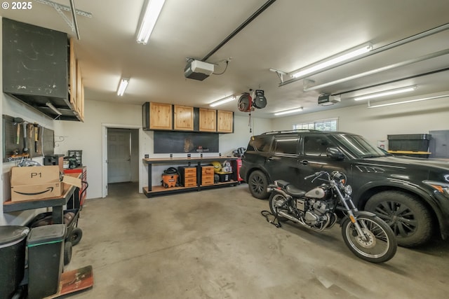 garage with a garage door opener