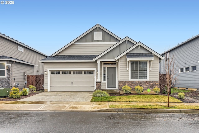 craftsman inspired home with a garage