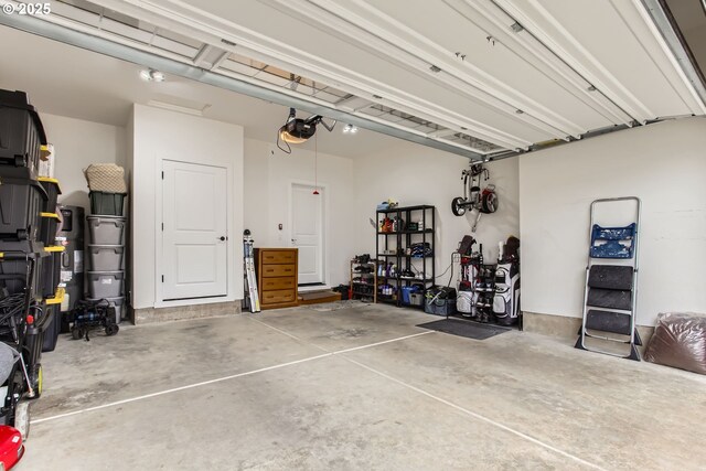 garage with a garage door opener