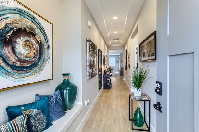 hall featuring light hardwood / wood-style flooring