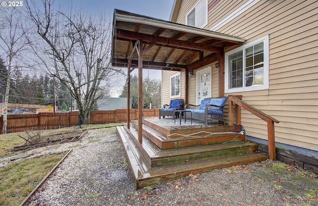 deck featuring an outdoor hangout area