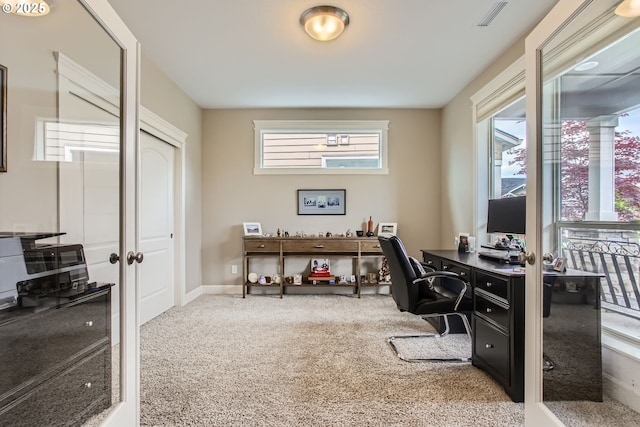 office featuring carpet flooring and baseboards