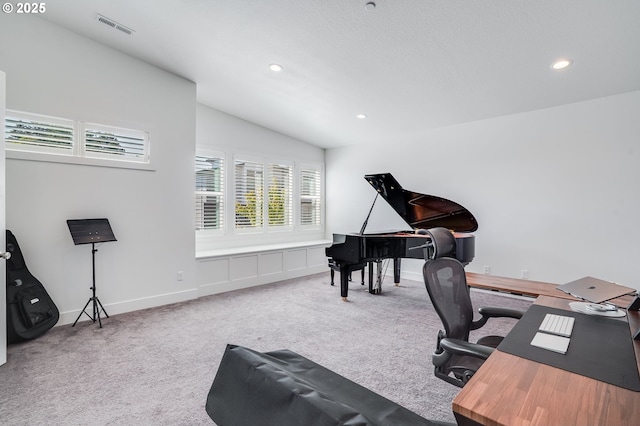 634 NE Province Ct, Camas, WA 98607 - home office with vaulted ceiling, recessed lighting, and carpet