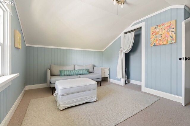 4134 N Concord Ave, Portland, OR 97217 - carpeted bedroom with baseboards and vaulted ceiling
