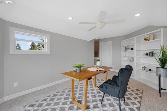 2350 SW Turner Rd, West Linn, OR 97068 - carpeted home office with recessed lighting and ceiling fan