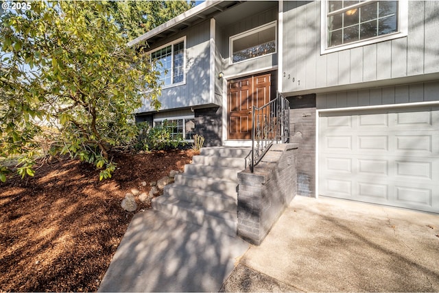 property entrance featuring a garage