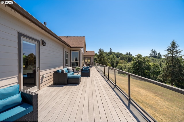 9684 Ankeny Crest Ln S, Salem, OR 97306 - wooden deck featuring an outdoor living space and a lawn