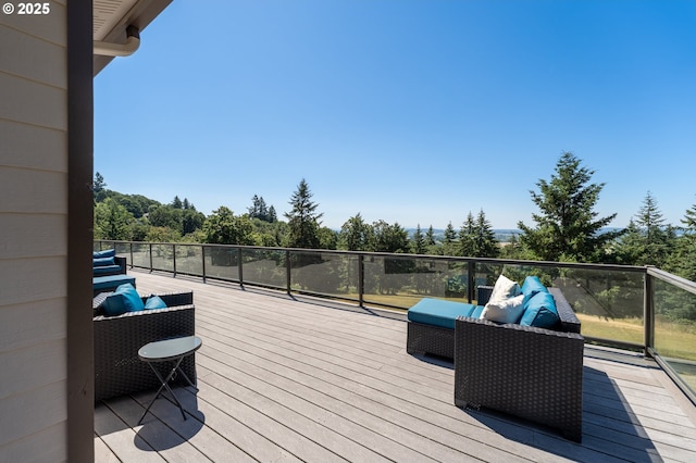 9684 Ankeny Crest Ln S, Salem, OR 97306 - wooden terrace featuring view of wooded area