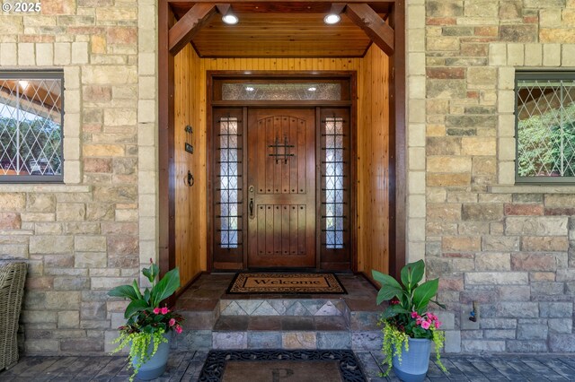 9684 Ankeny Crest Ln S, Salem, OR 97306 - property entrance featuring stone siding