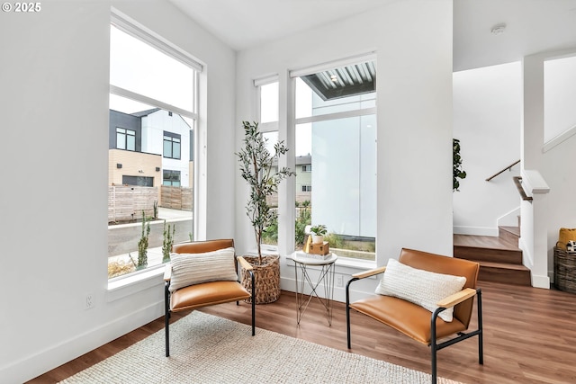 living area featuring wood-type flooring