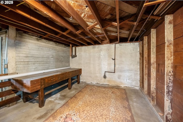 view of unfinished basement