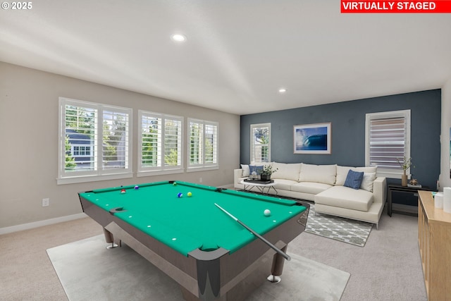 13864 SE Nightingale Ave, Happy Valley, OR 97015 - recreation room with carpet floors, recessed lighting, and billiards table