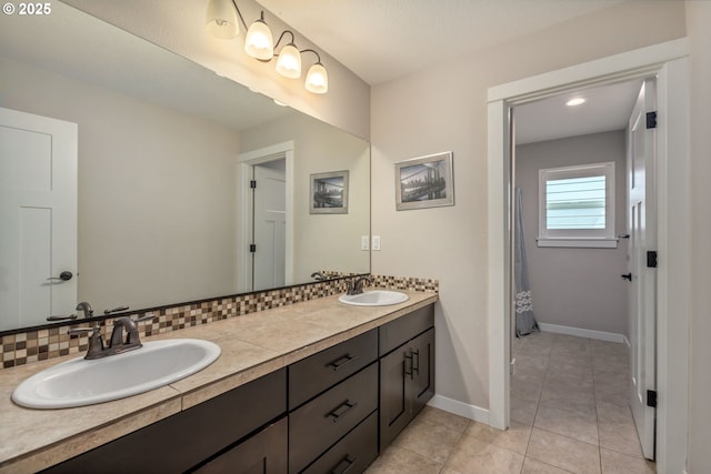 13864 SE Nightingale Ave, Happy Valley, OR 97015 - full bathroom with double vanity and tile patterned floors